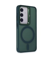 S24 Flet Lens Kapak - Koyu Yeşil