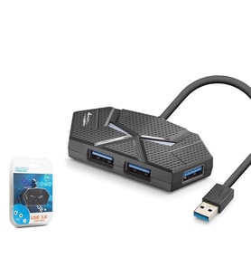 Hadron HDX7050 Gaming 3.0 USB Hub 5Gbps 4x USB-A 3.0 7 Renk LED 4 Port Çoklayıcı 120cm Siyah
