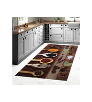 Rovigo Home Dijital Baskı Yıkanabilir Kaymaz Taban Mutfak Halısı RVG2107-SD735 (Kahverengi)