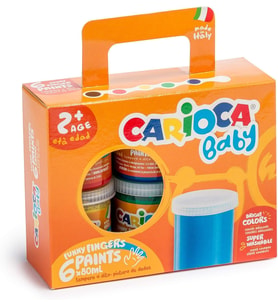 Carioca Bebek Yıkanabilir Parmak Boyası, 6 Renk X 80 Gr
