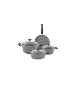 Oms 7 Parça Granit Tencere Set 3105 Gri
