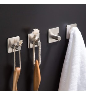 Paslanmaz Çelik 4 adet Topuzlu Banyo Askısı Havluluk Havlu Askılık inox - kendinden yapışmalı sistem