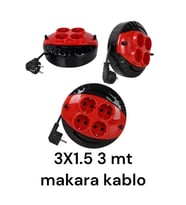 Mini Kablolu Makara 4'lü 3mt (3x1,5cm)(1 Adet)