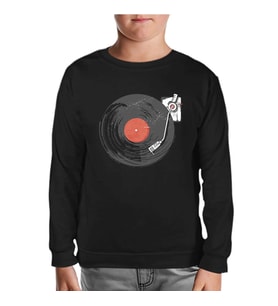 Black Vinyl on Black Siyah Çocuk Sweatshirt