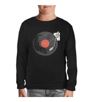 Black Vinyl on Black Siyah Çocuk Sweatshirt