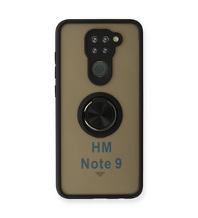 Xiaomi Redmi Note 9 Kılıf Montreal Yüzüklü Silikon Kapak - Siyah