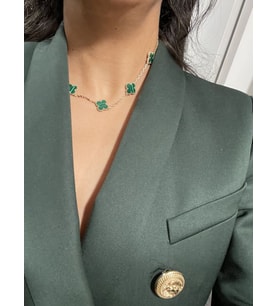 Kadın 4 Yapraklı Yeşil Renk Van Cleef Model Altın Kaplama Paslanmaz Çelik Kolye