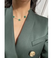 Kadın 4 Yapraklı Yeşil Renk Van Cleef Model Altın Kaplama Paslanmaz Çelik Kolye