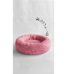 Yumuşak Peluş Simit Kedi ve Küçük Irk Köpek Yatağı, 55 cm çap