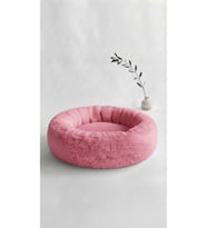 Yumuşak Peluş Simit Kedi ve Küçük Irk Köpek Yatağı, 55 cm çap