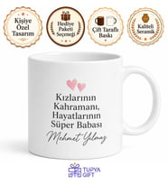 İki Kız Babası Yazılı Özel Kupa Bardak Babalar Günü Hediyesi