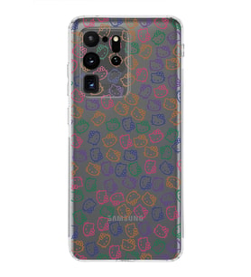 Samsung Galaxy S20 Ultra  Kamera Korumalı Kapak Hello Kitty Tasarımlı  Şeffaf Kılıf