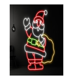 Noel Baba Figürlü Yılbaşı Temalı Neon Tabela