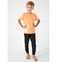 Roly Poly Erkek Çocuk Yazılı Kısa Kol Paça Lastikli Rahat Pijama Takım