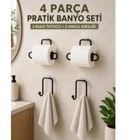 Pratik Banyo Düzenleme Seti 2 Adet Rulo Kağıt Tutucu 2 Adet Havlu Askılığı