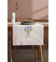 Lavanta İşlemeli Buldan Kumaş Runner 50x130 cm