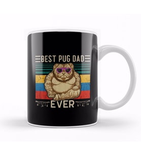 Best Pug Dad Ever Köpek 01 Kupa Bardak Porselen