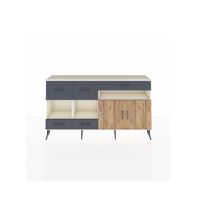 Arges Konsol 4 Raflı 5 Çekmeceli 2 Kapaklı 176x30x99 Aytaşı-Çam/Antrasit