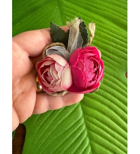 6X5 CM GÜLLÜ PEMBE ÇİÇEKLİ İĞNELİ BROŞ YAKA İĞNESİ TÜRBAN GİYİM AKSESUARI