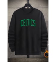Unisex Celtics Baskılı Bisiklet Yaka Sweatshirt (Siyah)