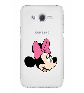 Samsung Galaxy J7  Kamera Korumalı Kapak Minnie Mouse Tasarımlı  Şeffaf  Kılıf