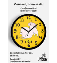 İsme Özel Sevimli Köpek Çocuk Odası Duvar Saati Orta Boy 30 cm Siyah Camlı Sessiz