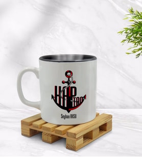 BK Gift Kişiye Özel Kaptan Tasarımlı İçi Siyah Renkli Kupa Bardak Model 3