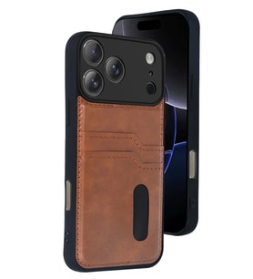 Newface Apple iPhone 17 Pro Sara Kartvizitli Deri Kılıf - Taba
