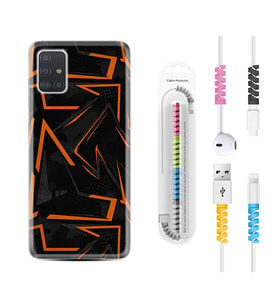 Samsung a71 A72 A73 A7 A9 2018 C7 C9 Kılıf Kablo Koruma Spiral Silikon Zigzaglar 1651