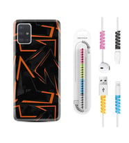 Samsung a71 A72 A73 A7 A9 2018 C7 C9 Kılıf Kablo Koruma Spiral Silikon Zigzaglar 1651