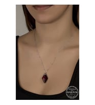 Ucarticaret S-warovski Crystal Taşlı Ametist Top Zincir Gümüş Kadın Kolye