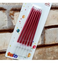 VIP KALİTE PARLAK METALİK KIRMIZI PASTA MUMU 6 ADET KIRMIZI DOĞUM GÜNÜ MUMU DECOR RED BIRTHDAY CANDLE