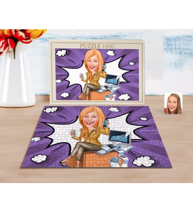 BK Gift Kişiye Özel Kadın Muhasebeci Karikatürlü 1000 Parça Profesyonel Puzzle-1