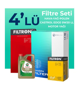 Filtron Ford Fiesta 1.1 Benzinli Filtre Bakım Seti Castrol Motor Yağlı (2017-2020) 4 Lü
