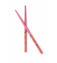 Çiçek Desenli Ahşap Topuz Çubuğu Kalem Toka 2 Adet (Pembe)