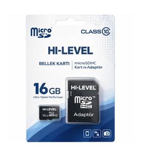 Hi-Level 16 GB Micro SD Hafıza Kartı + Adaptör