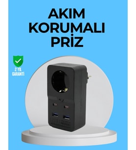 Termal Korumalı Priz Otomatik Çocuk Kilidi 4 Usb Type C
