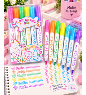 MUTLU OUTLİNE MARKER KALEM SETİ 6 LI