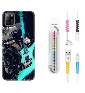INFINIX Smart 4 5 6 Zero 8 S5 Pro Kılıf Kablo Koruma Spiral Silikon Dog Guitar 1789