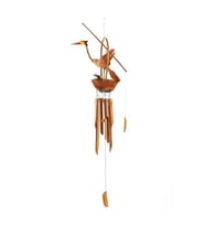 Ahşap Bambu Rüzgar Çanı Yavrulu Leylek (Karışık)