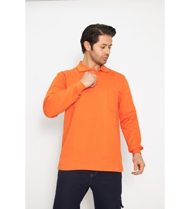 Orange Safety Turuncu Polo Yaka Uzun Kol Sweat T-Shirt Kışlık