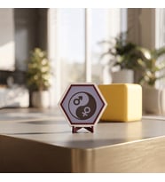 Felsefi ve Modern Çizgili Yin Yang Temalı Masaüstü Süsü Ofis Köşelerinizi Tamamlayan Zarif ve Şık Bir Tasarım Obje 10x10 cm