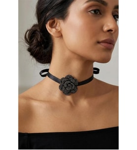 PARLAK TAŞLI ÇİÇEK CHOKER KOLYE