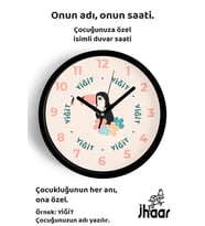 İsme Özel Tropikal Tukan Kuşu Çocuk Odası Duvar Saati Orta Boy 30 cm Siyah Camlı Sessiz