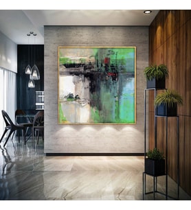 Green Fog - Yağlı Boya Dokulu Tablo