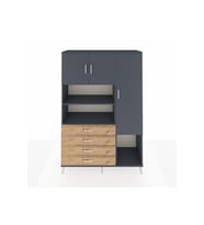 Hyperion Dolap 8 Raflı 4 Çekmeceli 3 Kapaklı 132x44x195 Antrasit-Antrasit/Çam
