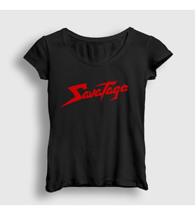 Presmono Kadın Beyaz Logo Metal Savatage T-Shirt 549729tt (Siyah)