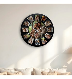 Kişiye Özel 13 Resimli Estetik Ve Modern Ahşap Duvar Saati ( 5 mm  Kalınlığında )