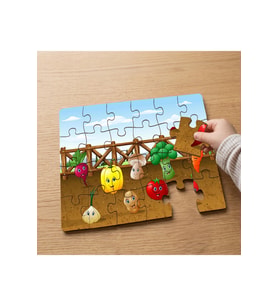 Bahçedeki Sevmli Sebzeler Tasarımlı 24 Parça Ahşap Çocuk Puzzle MPK0202