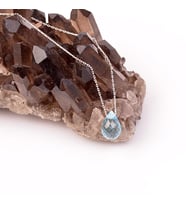 Mavi Topaz Taşı Gümüş Kolye - Damla Şeklinde
